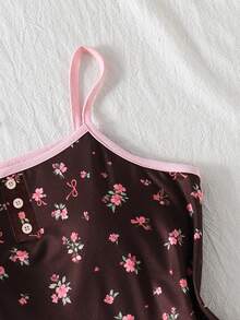 SHEIN 一件色彩鲜艳、活力四射的青少年无袖背心，采用亮丽的图案设计，简约的下摆，轻盈无绒面料，适合运动、校园活动以及春夏休闲穿着。 - 棕色 - 查看 4