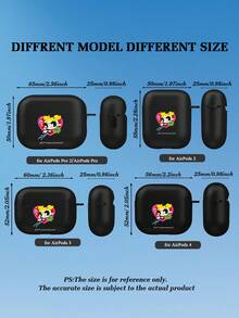 THE POWERPUFF GIRLS X SHEIN 1 chiếc ốp tai nghe họa tiết hoa Powerpuff Girls dễ thương và sáng tạo, chất liệu cao cấp, đơn giản, trong suốt hoàn toàn, chống sốc và thời trang. Quà tặng Halloween và Giáng sinh, tương thích với AirPods. - màu đen - Xem 2