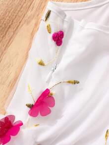 SHEIN 少女时尚优雅网纱刺绣吊带裙 - 彩色 - 查看 5