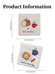 Joivida 1/2 miếng lót ly vuông cách nhiệt, lót ly cách nhiệt thêu hình bánh mì cà phê, lót ly cách nhiệt chịu nhiệt, lót ly và bát chống trượt, thấm hút mồ hôi, dùng cho nhà bếp, nhà hàng, quán cà phê, trang trí nhà cửa, quà tặng gia đình, sinh nhật, ngày lễ, sử dụng hàng ngày. Lót ly đồ uống dễ thương và đẹp mắt, thảm trang trí nhà cửa. - Nhiều màu - Xem 3