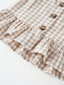 SHEIN LMoss Kids LMoss 女童条纹编织背心和宽松休闲裤套装 - 卡其色 - 查看 12