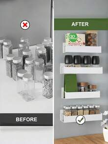 1/2PCS Magnetic Spice Rack Refrigerator Magnetic Shelf Seasoning Jar Holder Fridge Storage Organizer Kitchen Storage Rack Space Saving Strong Magnet Rustproof Multifunctional Home Organization Kitchen Accessories - Multicolor - View 4