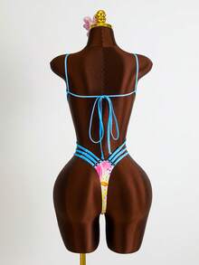 Zestiva Áo tắm liền thân gợi cảm dành cho nữ, họa tiết hoa, cổ chữ V khoét sâu, quần bikini buộc dây cổ, kiểu dáng thời trang thường ngày cho kỳ nghỉ biển. - Nhiều màu - Xem 4