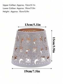 1 Peça (D13*D19*H15cm) Abajur Redondo de Ferro Entalhado com Padrão de Crisântemo, Sol, Lua e Árvore da Floresta, Compatível com Lâmpada E27/E26, Inclui Anel Adaptador E27 para E14, Adequado para Luminária de Mesa Industrial Retrô, Luminária de Chão, Luminária de Parede, Acessório de Iluminação Decorativa Artística, Abajur Ambiente Criativo - Abajur esculpido em ferro forjado - Visão 24