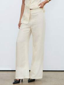 Aloruh Conjunto de 2 piezas de chaleco y pantalones minimalista de mujer con un solo botón y sin mangas, conjunto de ropa de trabajo de verano - Amarillo - Ver 4