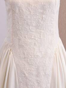 Vestido de verano elegante con cintura ceñida de tela jacquard para adolescentes - Blanco - Ver 6