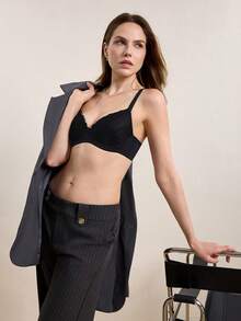 Hourtrue Bralette de encaje con aros sexy para mujer - Negro - Ver 10