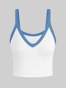 SHEIN Franclia 女士撞色罗纹休闲百搭吊带背心 - 彩色 - 查看 5