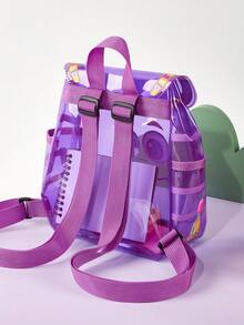 DORA | SHEIN 1 Tas Ransel Bentuk PVC Transparan Lucu, Musim Panas, Penutup Velcro, Cocok untuk Perjalanan dan Kegiatan Luar Ruangan, Cocok untuk Pelajar, Wanita dan Pria, Panjang Tali Bahu Dapat Diatur, Dora - Purple - View 7