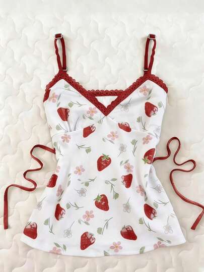 Glimmora Women's Strawberry & Floral Print Fashion Camisole
