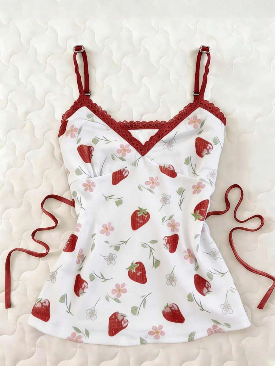 Glimmora Women's Strawberry & Floral Print Fashion Camisole - Multicolor - View 1