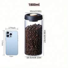 4/2/1个真空密封罐，咖啡豆储存瓶，厨房食品，谷物，茶叶，玻璃罐，密封容器，厨房配件，保鲜罐，厨房用品，玻璃储物容器，咖啡豆真空密封玻璃罐，压力泵储物罐，防潮储物罐，防潮真空压榨玻璃罐 - 彩色 - 查看 16