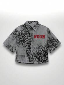NEON BLANC Áo sơ mi denim nam màu xám in họa tiết da báo - Xám - Xem 6