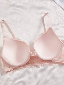 3pcs Women's Fashion Minimalist Heart Lace Wireless Front Closure Bra Set - Multicolor - View 6