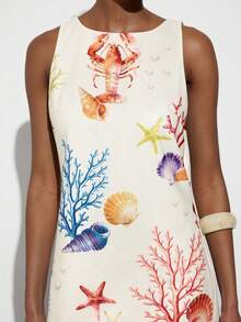 Đầm mini không tay dáng suông in hình sinh vật biển MAIJA Vacation - Nhiều màu - Xem 4