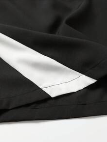 STEELVANCE 男士撞色抽绳腰宽松休闲短裤，春夏款 - 黑與白 - 查看 7