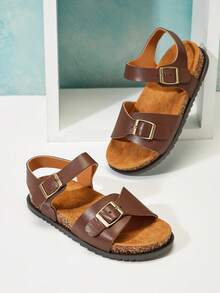 Mini mi #ComfortLite Kids' Soft Footbed Buckled Strap Sandals - Coffee Brown - View 2