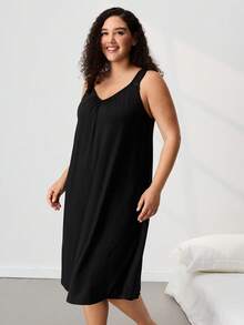 LUVLETTE 萬聖節夏季大尺碼超柔軟 TENCEL™ 莫代爾黑色睡裙式娃娃裙 新娘內衣與睡衣家居裙 Moo Moo 女款 - 黑色 - 查看 8