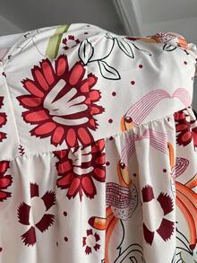 Enliva Vestido de vacaciones para mujer talla grande, vestido de manga corta con estampado divertido, para silueta de manzana y redondeada - Multicolor - Ver 9