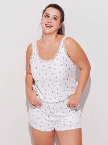 LUVLETTE Cloud Soft 夏季轻盈日常百搭加大码睡衣套装 - 蕾丝花边吊带背心和短裤，S码，居家休闲两相宜 - 白色 - 查看 8