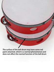 1PC Red Wooden Handheld Tambourine Multiple Size Options 4 6 8 10 Inch Single Row Metal Jingles Rhythm Percussion Instrument For Party KTV Music Therapy Adult Musical Tool Beat Maker Performance Essential Gift Idea - Multicolor - View 5