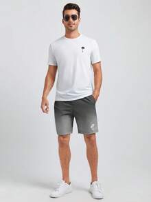 HIMLAND Men's Palm Tree Print Ombre Woven Casual Shorts - Grey - View 5