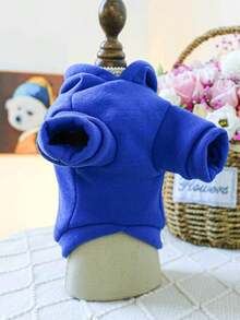 1pc Pet Clothes For Dogs And Cats. Dog And Cat Clothing And Accessories. Stylish And Cute. With Hats And Embroidery. - Blue - View 4