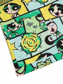 PopScrub THE POWERPUFF GIRLS X SHEIN 女士及儿童亮绿色卡通印花V领手术服上衣，卡通IP合作款制服 - 彩色 - 查看 6