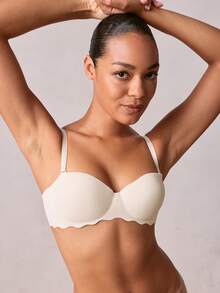 Veilyse Women's Beige Small Chest Push UP Bras, Seamless & Wireless Bralette, Solid Color Simple Daily Wear Brassiere With Soft & Thick Palm Cup, Comfortable & Breathable Sexy Lingerie, Back Closure Sports Underwear With Adjustable & Detachable Shoulder Straps, Strapless & Backless Design For Party, Wedding Or Dressesfor Summerfor Summer - Apricot - View 4