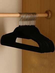 10pcs/Set PP Clothes Hanger, Minimalist Plain Non-Slip Hanger For Household - Black - View 2