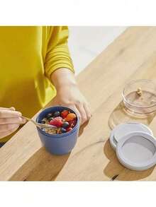 1 pièce Tasse à yaourt portable et créative pour les voyages, le petit-déjeuner et les collations, couleur aléatoire, retour à l'école - Multicolore - Voir 7