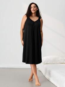 LUVLETTE 萬聖節夏季大尺碼超柔軟 TENCEL™ 莫代爾黑色睡裙式娃娃裙 新娘內衣與睡衣家居裙 Moo Moo 女款 - 黑色 - 查看 9