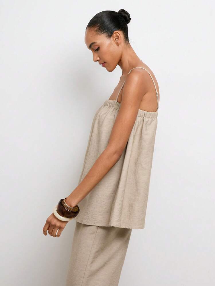 SHEIN Maija Women's Summer Casual Solid Color Camisole And Pants 2 Pieces Set