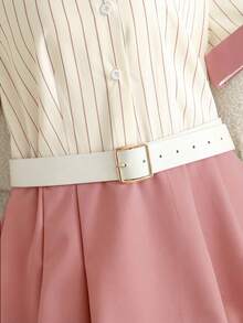 GlowEve 2026 New Fashion Commuter Striped Patchwork Dress For Women - Pink - View 5