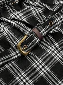 MOD Vestido mini a cuadros azul marino - Negro - Ver 6