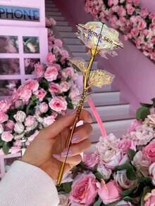MEHELANY 10/4/1支装仿真玫瑰花，PVC材质带茎假花，白色塑料仿真花，浪漫全息花卉装饰，家居装饰及派对用品，婚礼礼物，生日礼物，周年纪念礼物，仿真花艺摆设，情人节礼物，毕业礼物，送给女朋友、女孩、母亲、父亲、老师的礼物 - 透明彩 - 查看 2