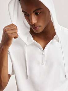 Driftmere Áo thun nam tay ngắn có mũ, áo chui đầu mùa hè kiểu dáng thường ngày - trắng - Xem 8