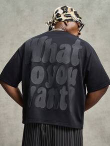 PAVTROS Men's Casual Letter Print Round Neck Short Sleeve T-Shirt, Summer - Black - View 6