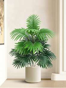 Planta artificial grande de palmera de 70 cm a 80 cm, hojas de bambú falsas con textura de caparazón de tortuga, verde, para interior, planta falsa sin mantenimiento para decoración de sala de estar, oficina en casa, planta de piso decorativa, árbol tropical, regalo para mujeres y hombres, decoración comercial, planta de acento - Verde - Ver 2