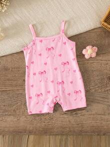 SHEIN 1-Piece Newborn Casual, Simple, And Cute Knit Jumpsuit With An All-Over Adorable Print Is Suitable For Birthday Parties, Evening Parties, Performances, Weddings, Baptisms, Opening Ceremonies, Everyday Wear, School, Outings, And Autumn/Winter Seasons. - Multicolor - View 2