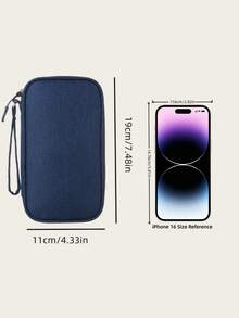 1 pieza Bolsa de almacenamiento electrónica impermeable, Bolsa de almacenamiento fija multicapa, Bolsa de almacenamiento portátil con múltiples cremalleras - Perfecta para unidades USB, discos duros, auriculares - Azul Marino - Ver 8