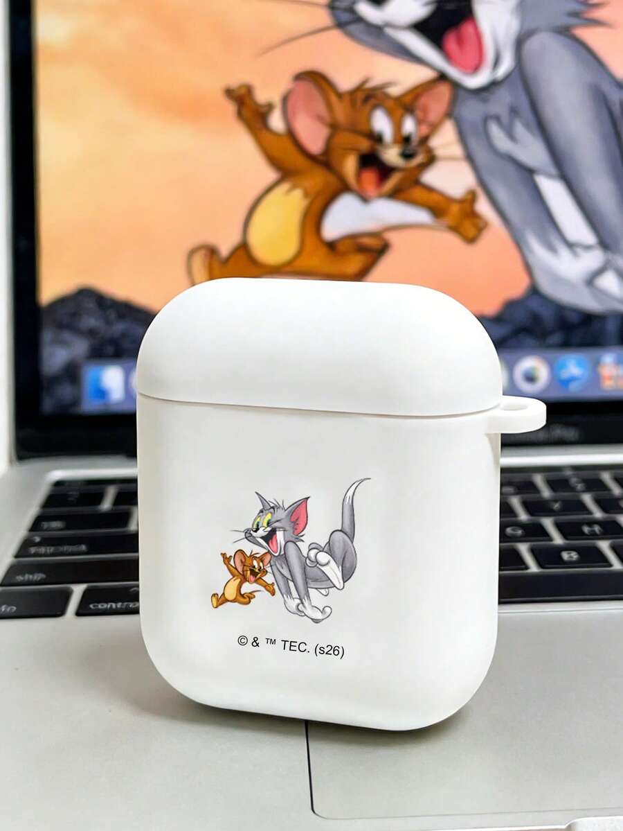 TOM & JERRY X SHEIN Ốp silicon Tom và Jerry cho AirPods 1/2/3 Pro, bảo vệ toàn thân khỏi va đập. - trắng - Xem 1