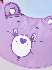 SHEIN X Care Bears 1 件装卡通图案印花装饰斜挎包，斜挎包，小包，适合旅行、通勤、外出等，适合学生、男女，图案为欢呼熊、分享熊 - 紫色 - 查看 5