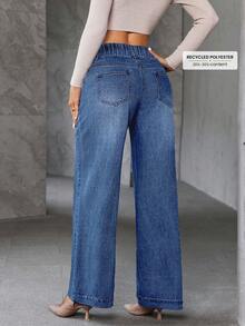 EMERY ROSE Plus Size Casual Washed Low Waist Wide Leg Jeans Wide Leg Jeans Women High Waist Jeans Loose Jeans Baggy Jeans Jean Pants Women - Blue - View 2