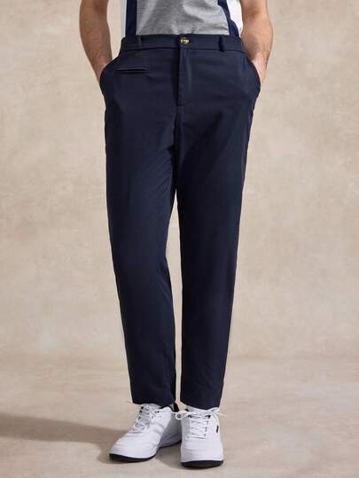 Courvante 男士休闲百搭纯色锥形海军蓝长裤，带口袋，适合秋季、休闲、高尔夫等场合，父亲节礼物