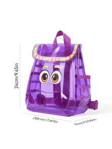 DORA | SHEIN 1 Tas Ransel Bentuk PVC Transparan Lucu, Musim Panas, Penutup Velcro, Cocok untuk Perjalanan dan Kegiatan Luar Ruangan, Cocok untuk Pelajar, Wanita dan Pria, Panjang Tali Bahu Dapat Diatur, Dora - Purple - View 11