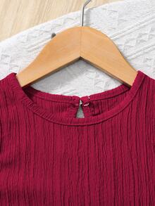 SHEIN Genkimix Kids Young Girl Woven Solid Color Round Neck Sleeveless Tank Top And Loose Woven Solid Color Shorts 2-Piece Set - Burgundy - View 5