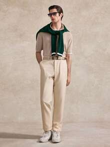 Courvante Quần tây nam ống đứng dáng rộng, thoải mái, có túi, họa tiết kẻ sọc, kiểu chino, quà tặng Ngày của Cha. - Màu be - Xem 8