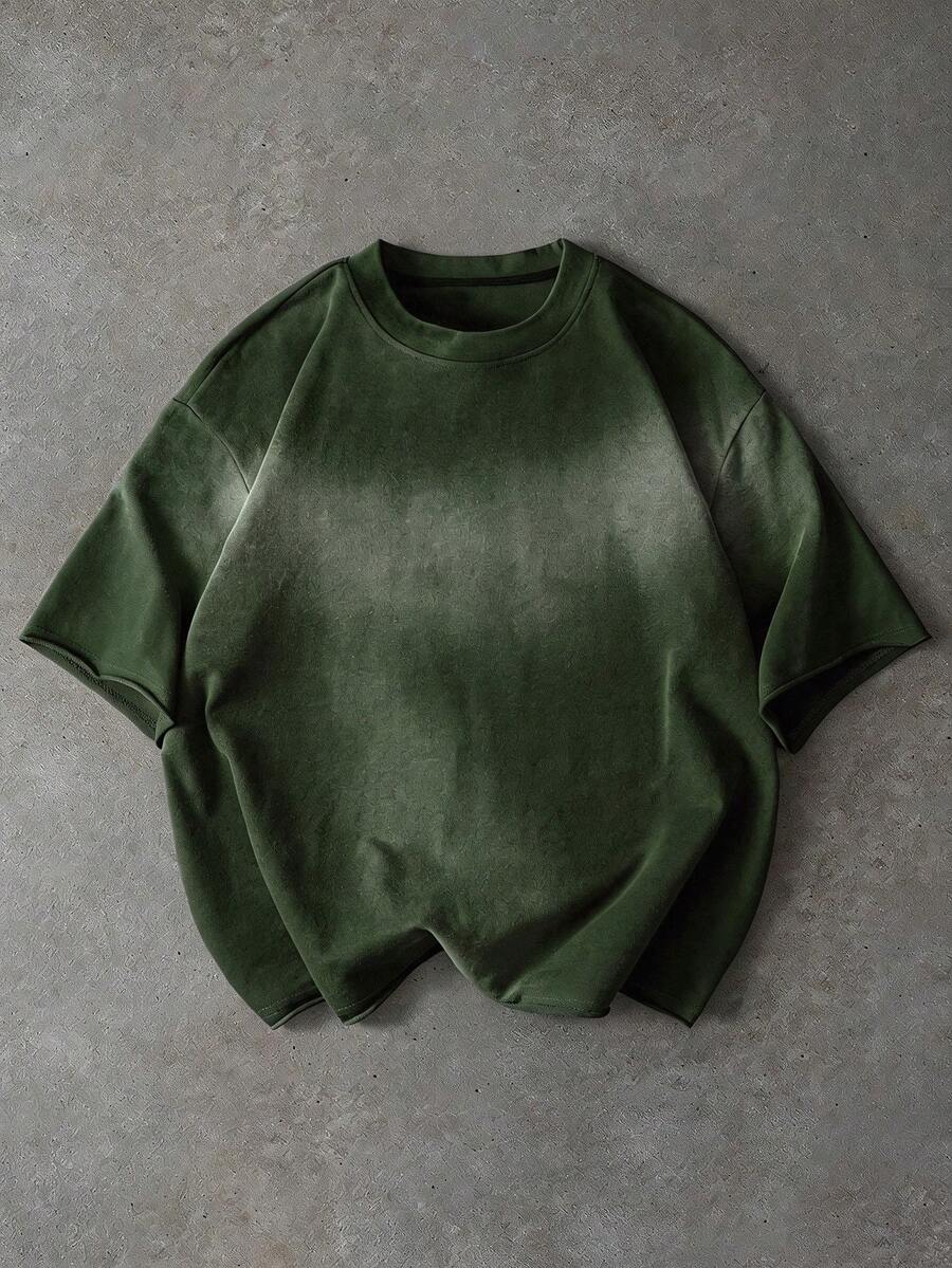 PAVTROS Men's Ombre Round Neck Casual Loose Short Sleeve T-Shirt Cotton, Holiday - Green - View 1