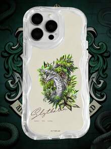 HARRY POTTER X SHEIN Ốp điện thoại Harry Potter Gryffindo, R và S Lytherin họa tiết hoa, viền lượn sóng, trong suốt, mềm mại, chống rơi vỡ và chống mài mòn, hàng chính hãng HP. - Nhiều màu - Xem 1